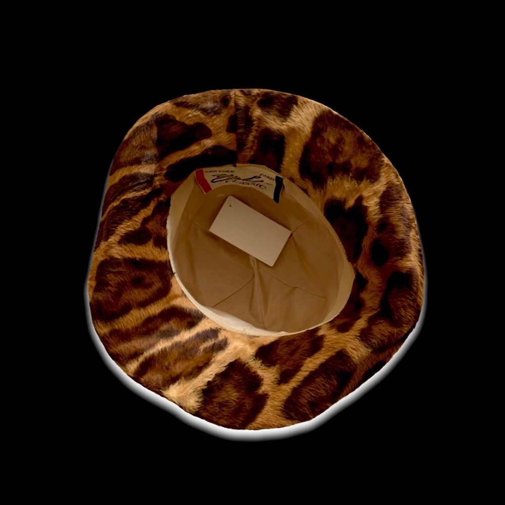 Vintage Mr. John Cheetah Leopard Print Faux Pony Fur Vegan Archival Couture Hat - Picture 3 of 6